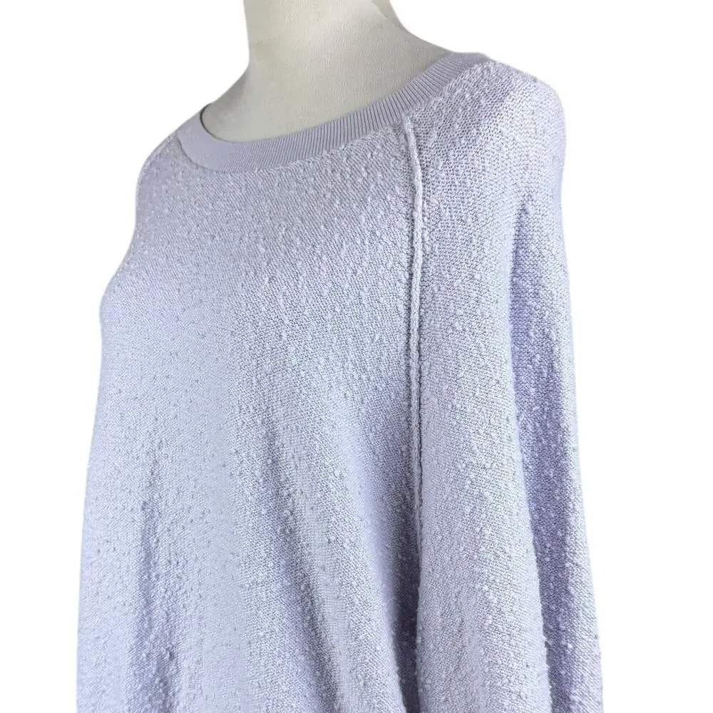 Free People S Lilac Purple Textured Cozy Relaxed Fit Long Sleeve Knit Pullover